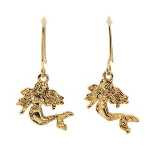 14k Yellow Gold Mermaid Earrings